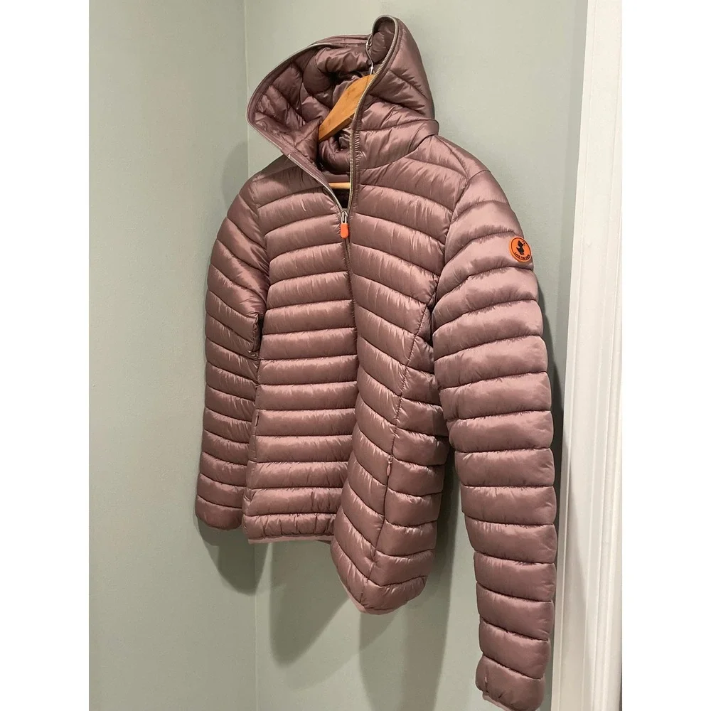 Save The Duck Kids Ultra Light‎ Puffer Jacket Mauve Pink Hooded Size 14